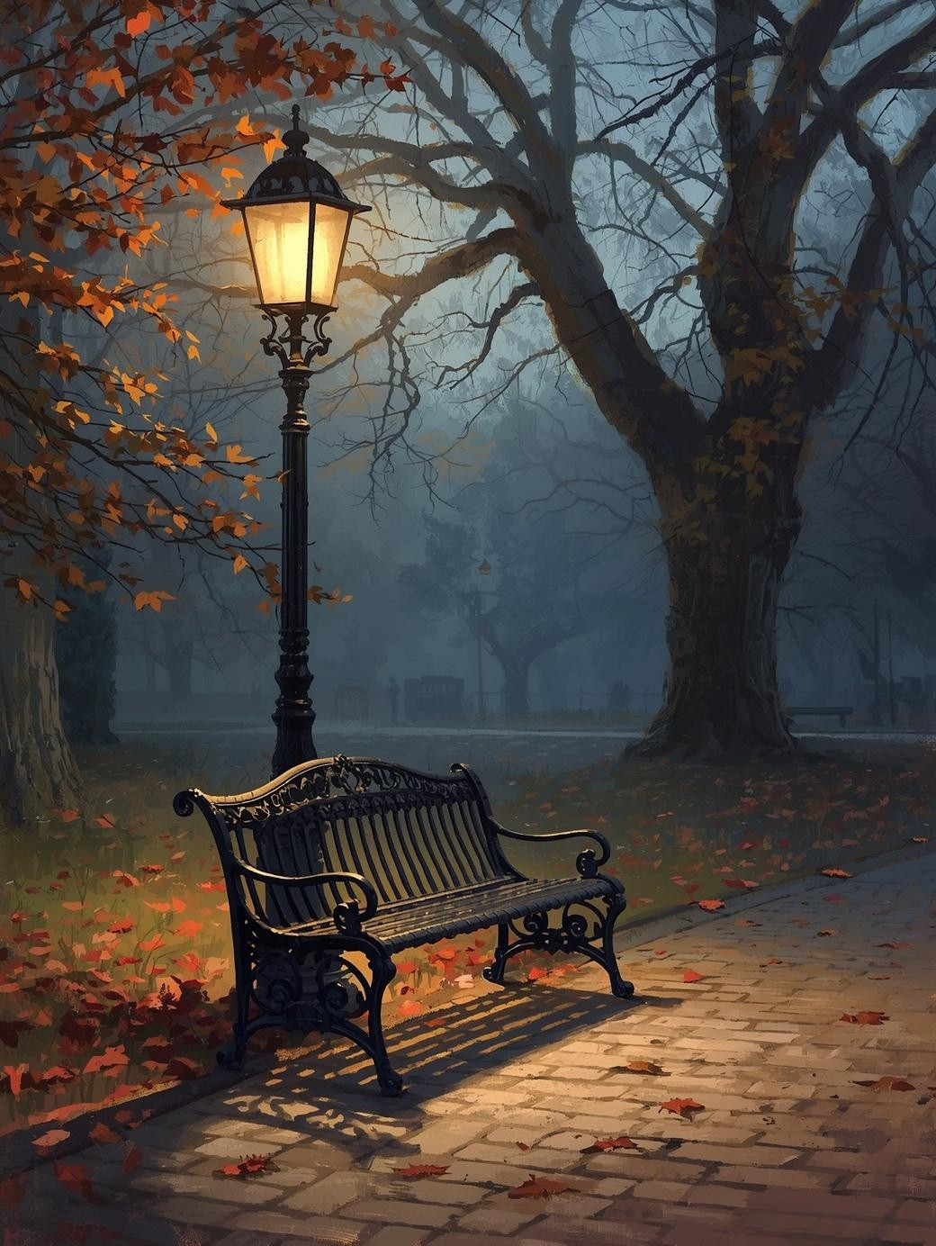 Paint by Number Quiet Autumn Evening in Park