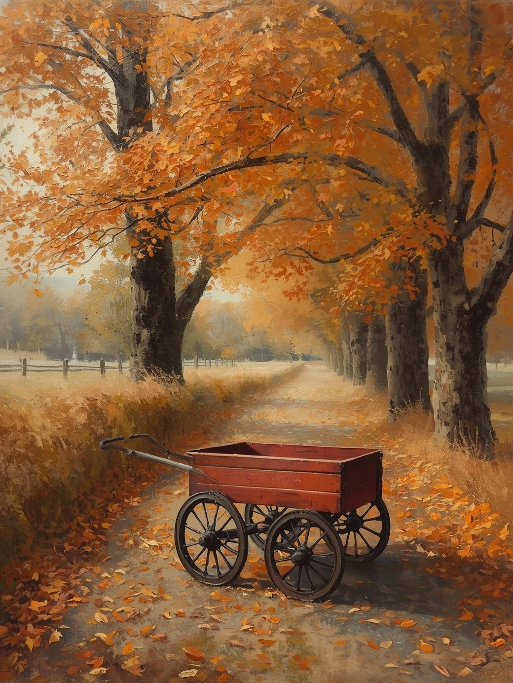 Paint by Number Vintage Wagon in Autumn Countryside