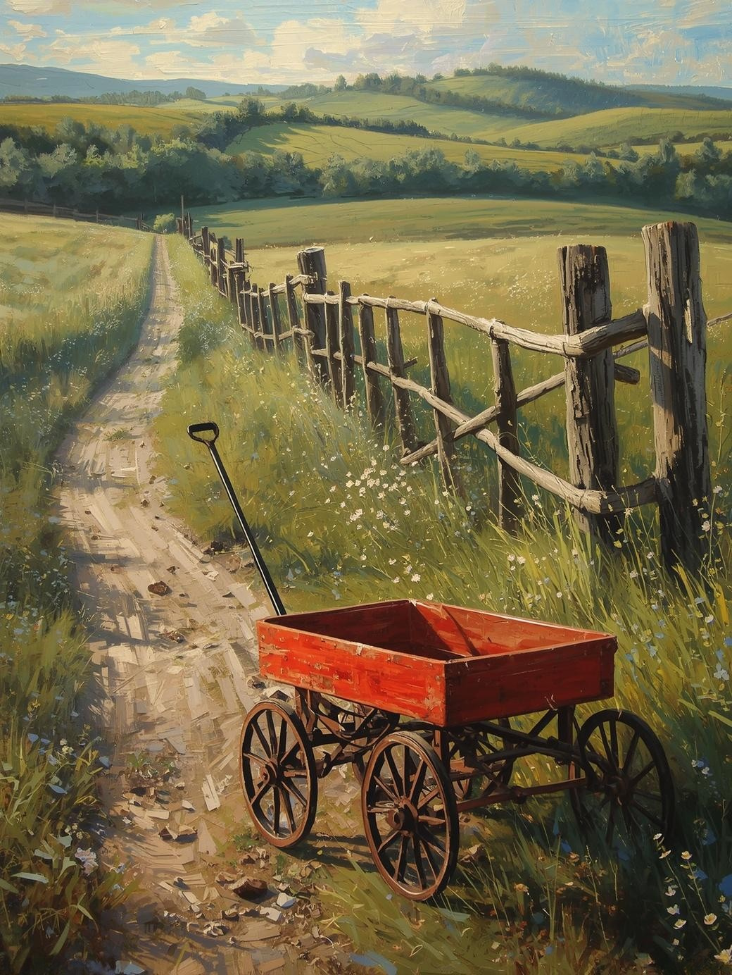 Paint by Number Rustic Wagon in Countryside Setting