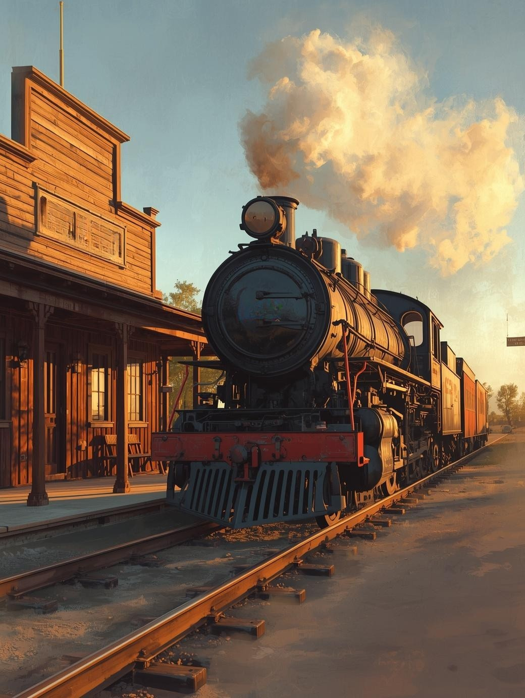 Paint by Number Steam Train Entering a Historic Ghost Town – Old West DIY Paint Kit for Adults