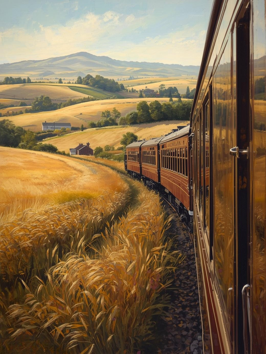 Paint by Number Majestic Steam Engine Through Endless Golden Fields – Scenic Countryside Acrylic Paint by Number Kit