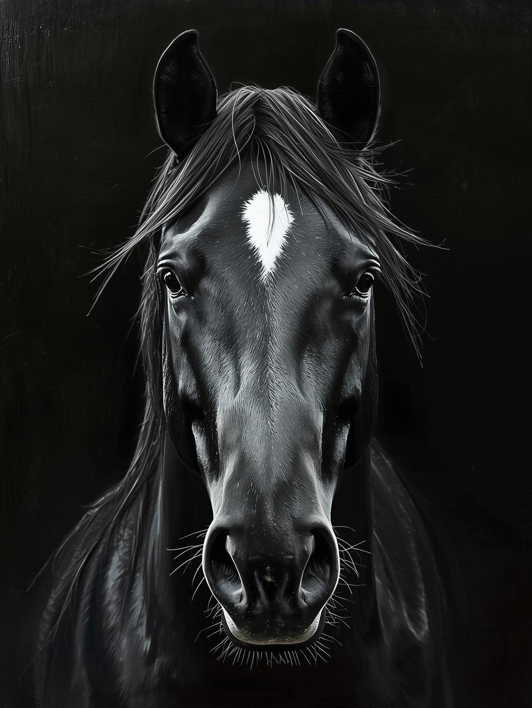 Paint By Number Black Stallion Close-Up Portrait – DIY Paint by Number Kit