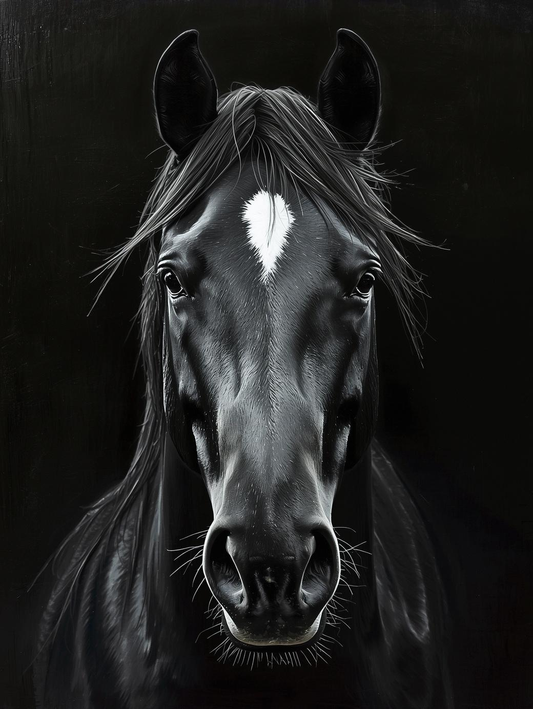 Paint By Number Black Stallion Close-Up Portrait – DIY Paint by Number Kit