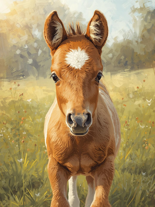Paint By Number Chestnut Horse Close-Up Portrait – Canvas Paint by Number Kit