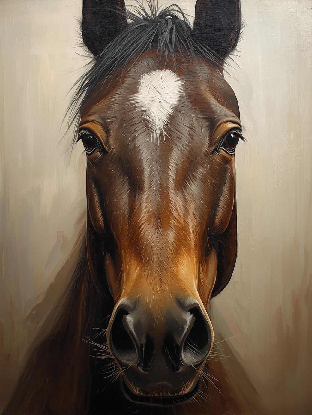 Paint By Number Elegant Brown Horse Close-Up Portrait – Rustic Paint by Number Kit for Adults