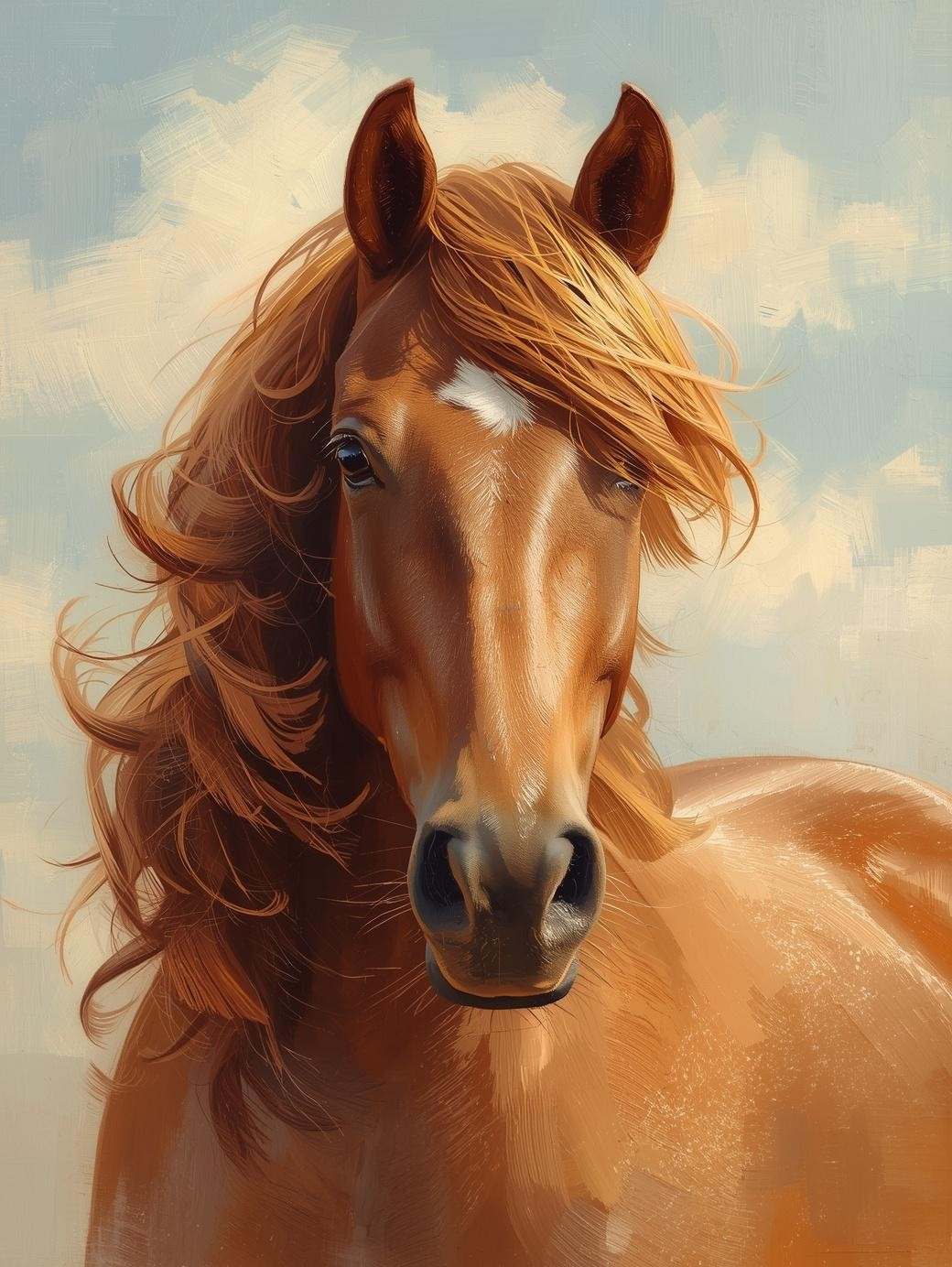 Paint By Number Majestic Chestnut Horse Portrait in Farm Setting – DIY Paint by Number Kit for Adults