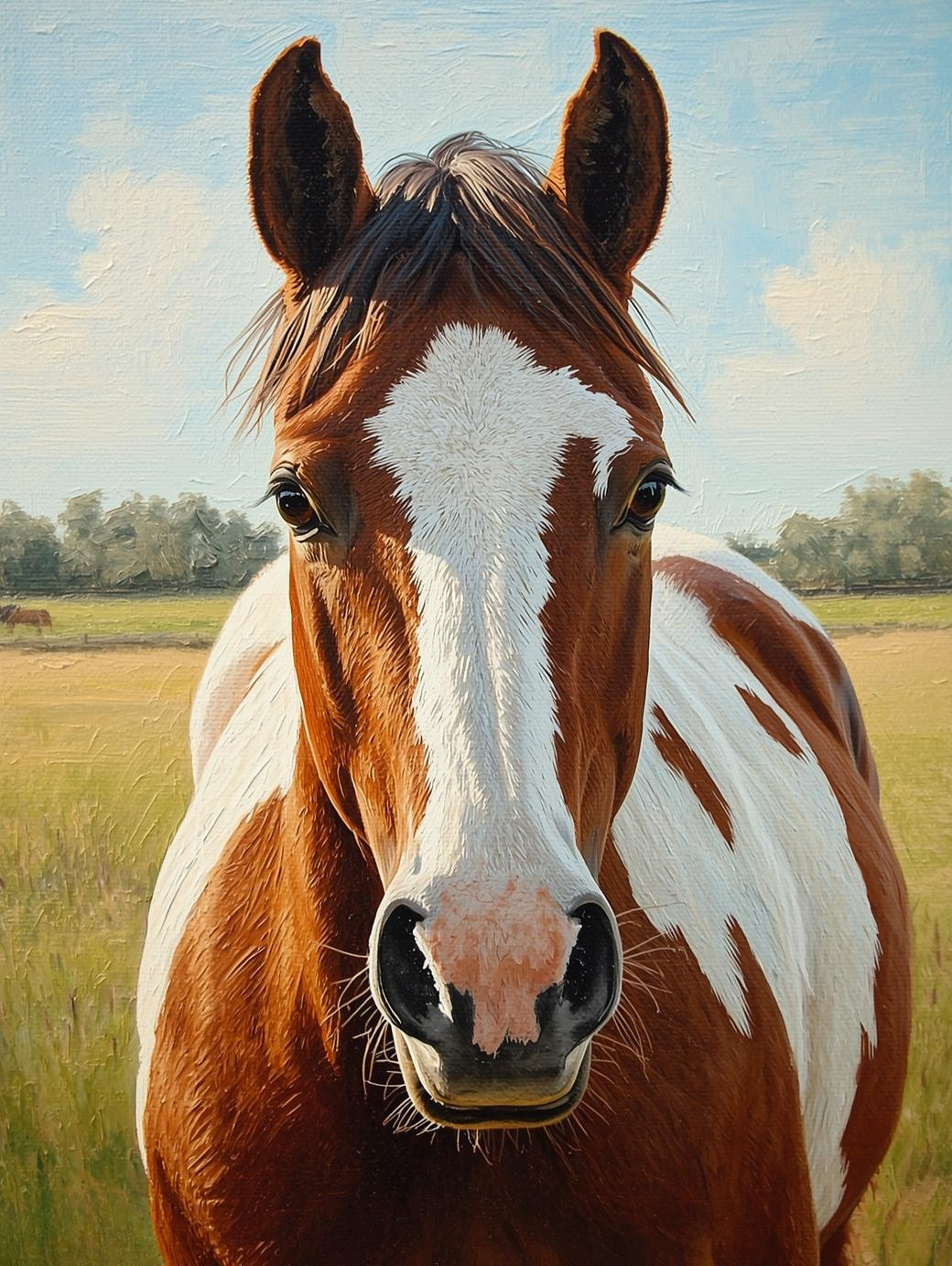 Paint By Number Painted Horse Portrait in Rustic Style – DIY Paint by Number Kit