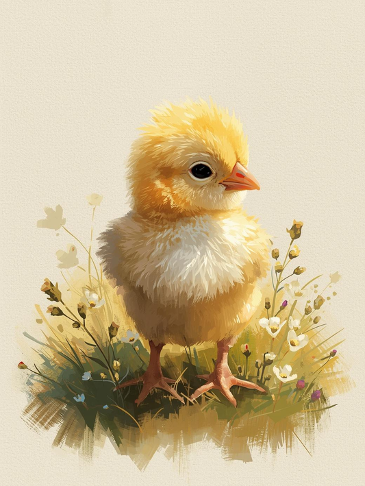 Paint By Number Sweet Little Chick in Farmyard Nest – Cozy Country Paint by Number Kit for Adults