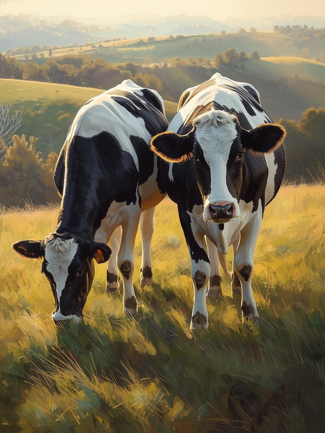 Paint By Number Two Cows Standing in Country Field – DIY Paint by Number Kit