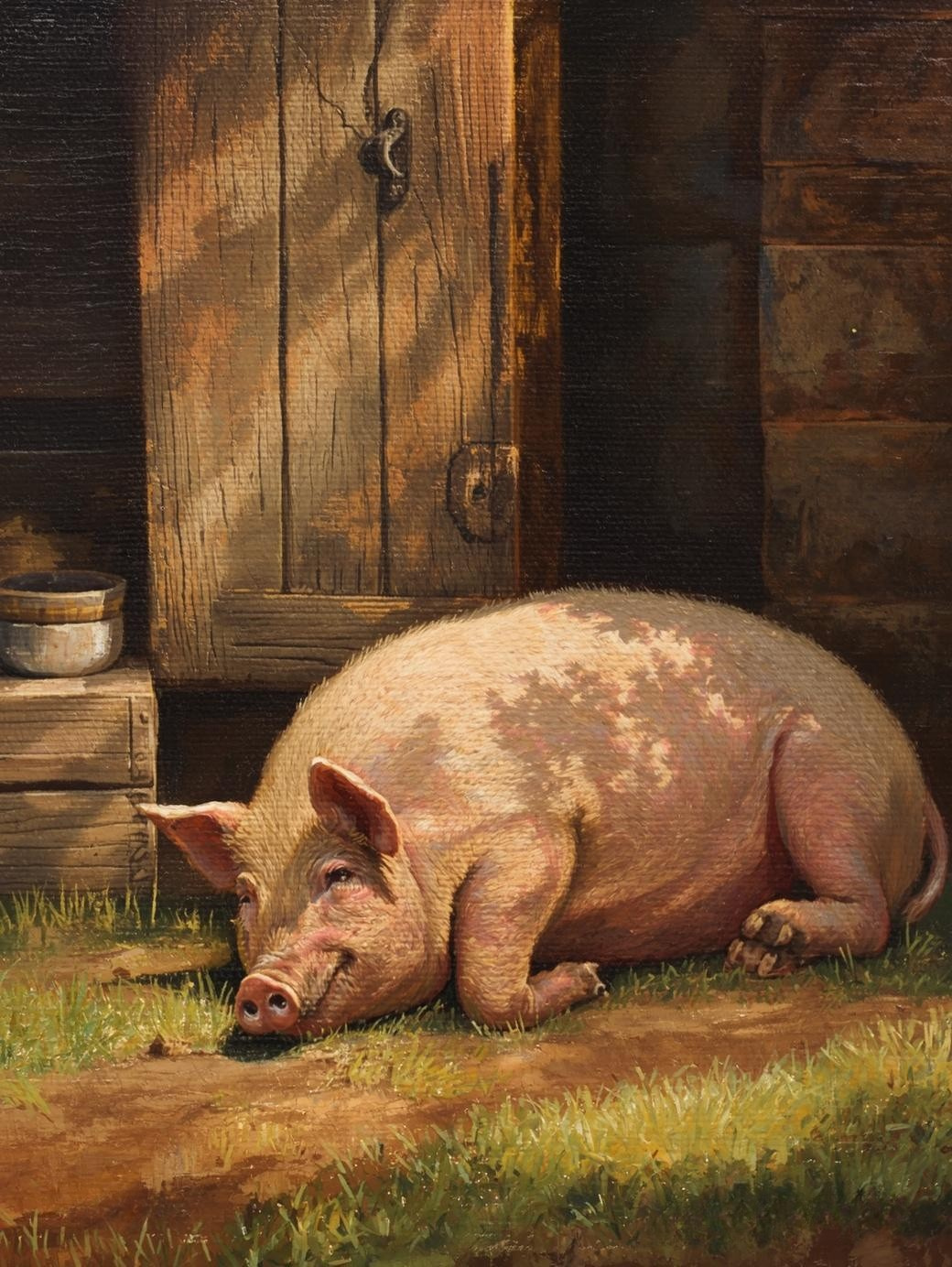 Paint By Number Sleeping Momma Pig in Barnyard – Cozy Paint by Number Kit for Adults