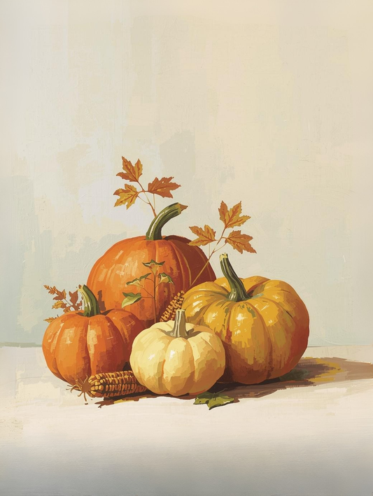 Paint by Number Autumn Pumpkin Trio – DIY Paint by Number Kit for Adults