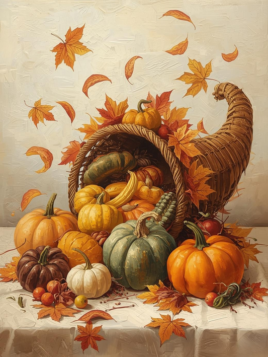 Paint by Number Cornucopia Harvest Scene – Fall Paint by Number Kit for Adults
