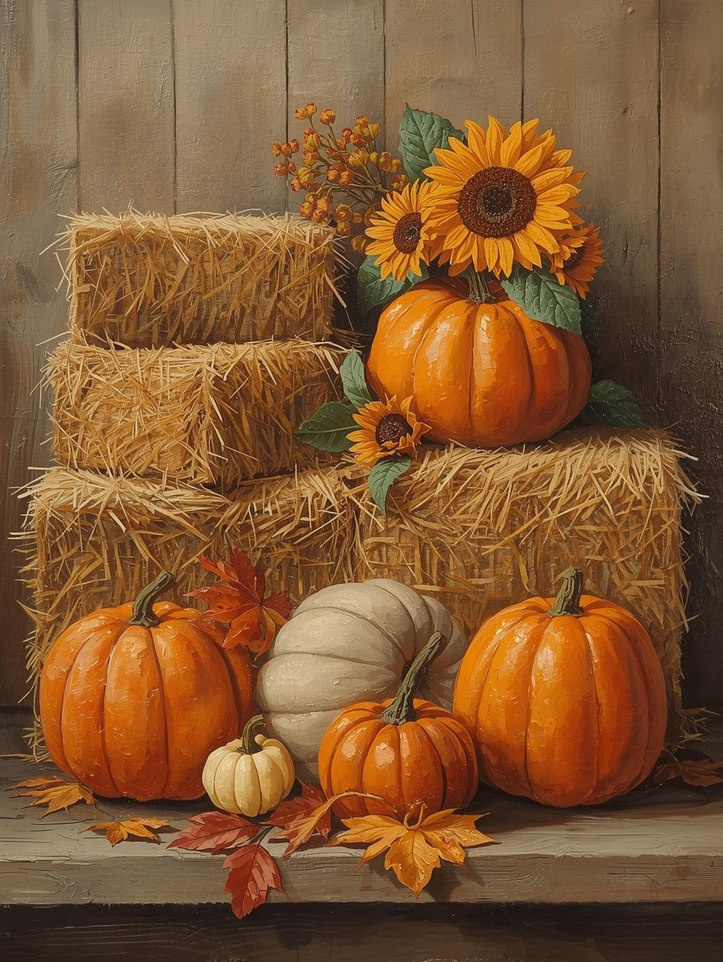 Paint by Number Cozy Pumpkin Decor Scene – Paint by Number Kit for Adults