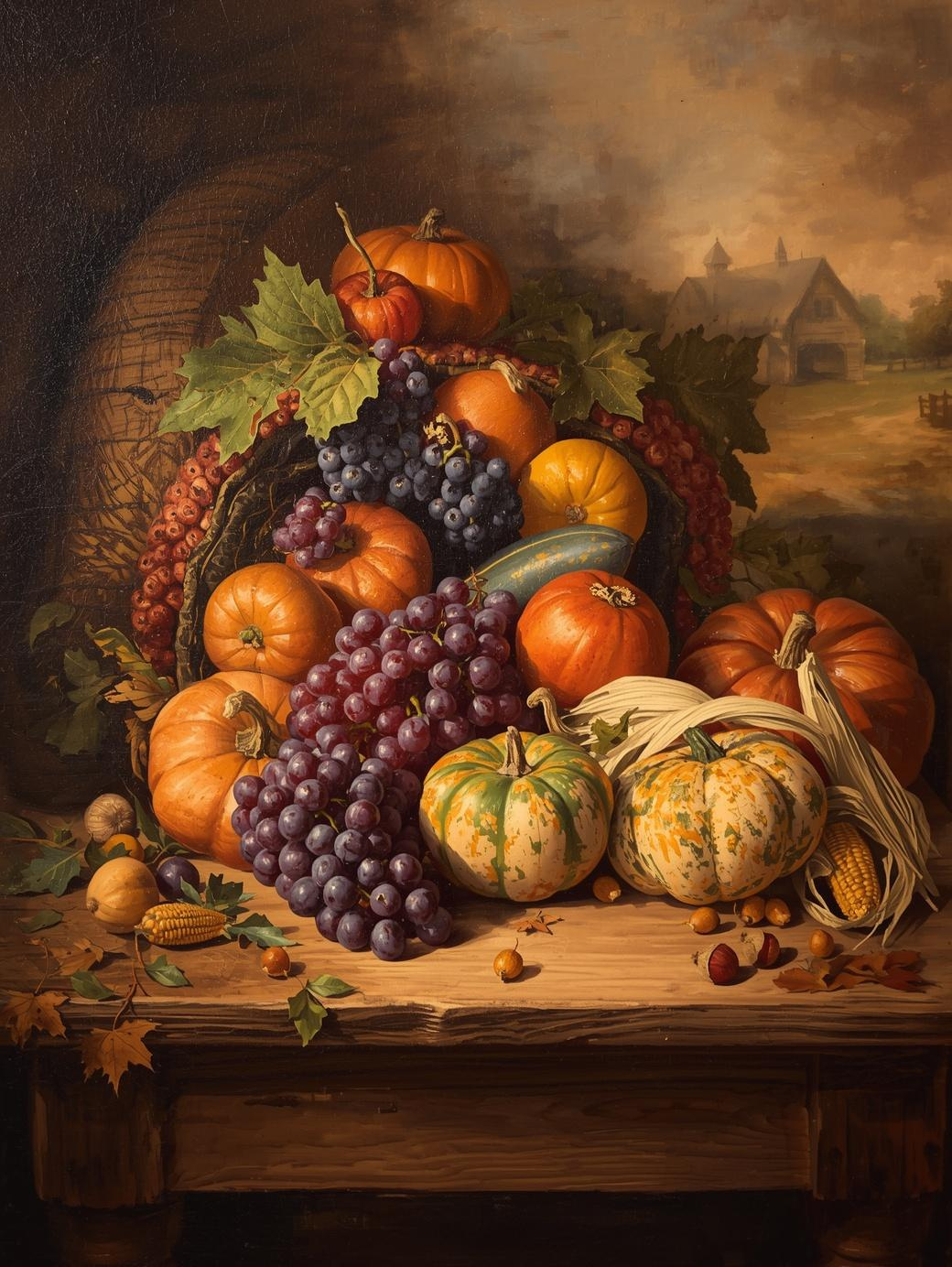 Paint by Number Traditional Harvest Display – Paint by Number Kit for Adults