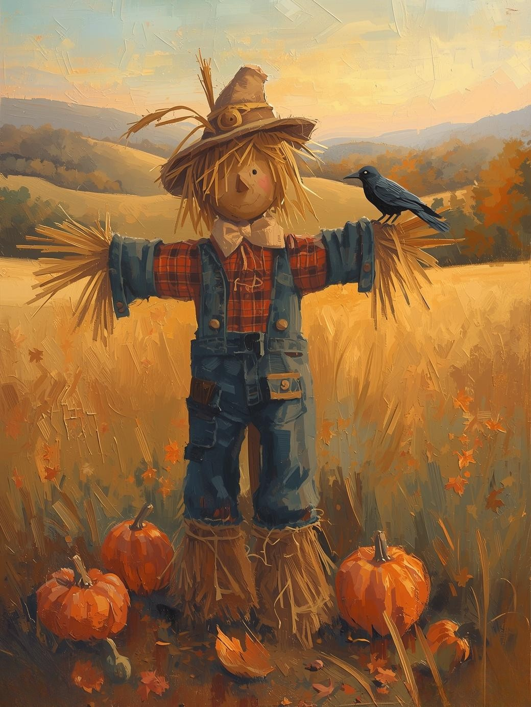 Paint by Number Storybook Scarecrow Scene – DIY Paint by Number Kit for Adults