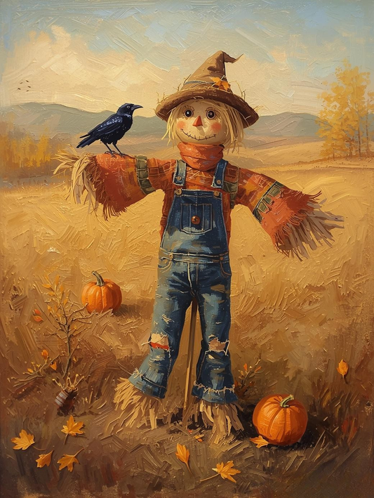 Paint by Number Friendly Scarecrow in Field – Paint by Number Kit for Adults