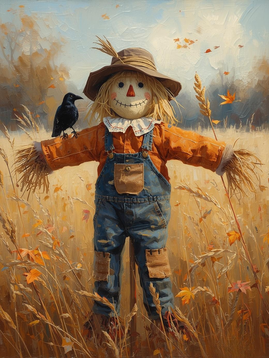 Paint by Number Rustic Scarecrow Scene – DIY Paint by Number Kit for Adults