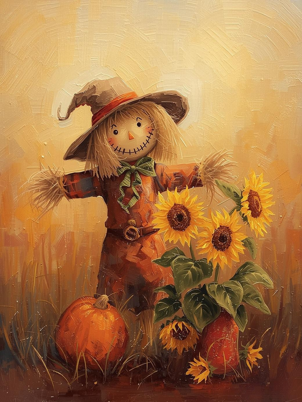Paint by Number Harvest Scarecrow Scene – Paint by Number Kit for Adults