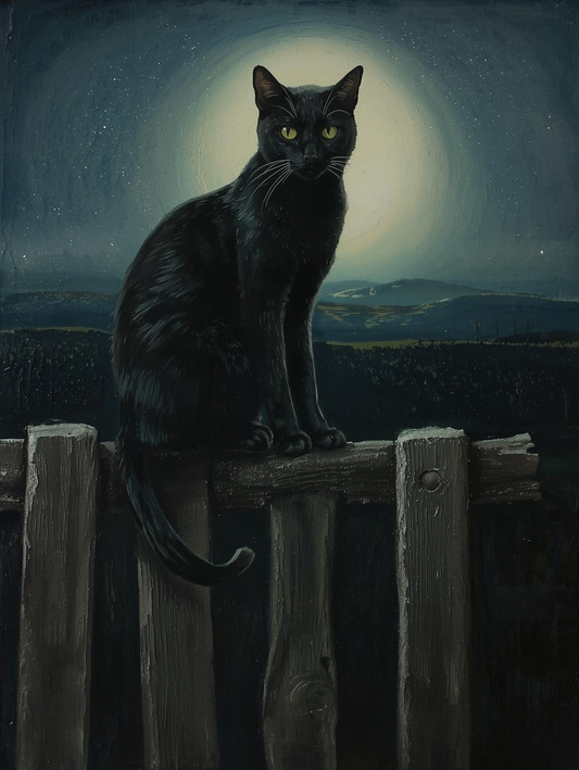 Paint by Number Black Cat Under Full Moon – Halloween Paint by Number Kit for Adults