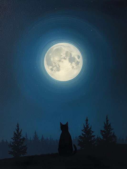 Paint by Number Black Cat in Glowing Moonlight – Cozy DIY Paint by Number Kit for Adults