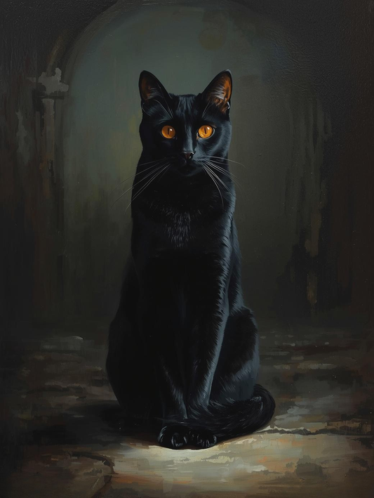 Paint by Number Midnight Black Cat Elegance – Dark Canvas Paint by Number Kit