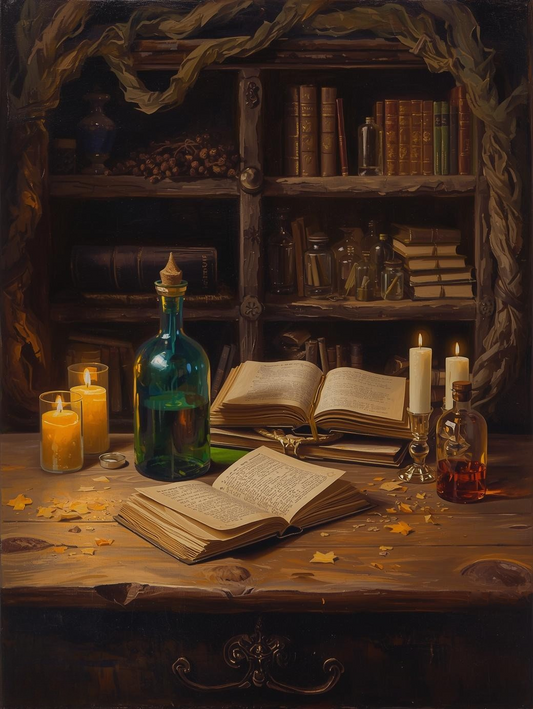 Paint by Number Magical Spell Book in Candlelight – Enchanted Canvas Paint by Number Kit (Copy)