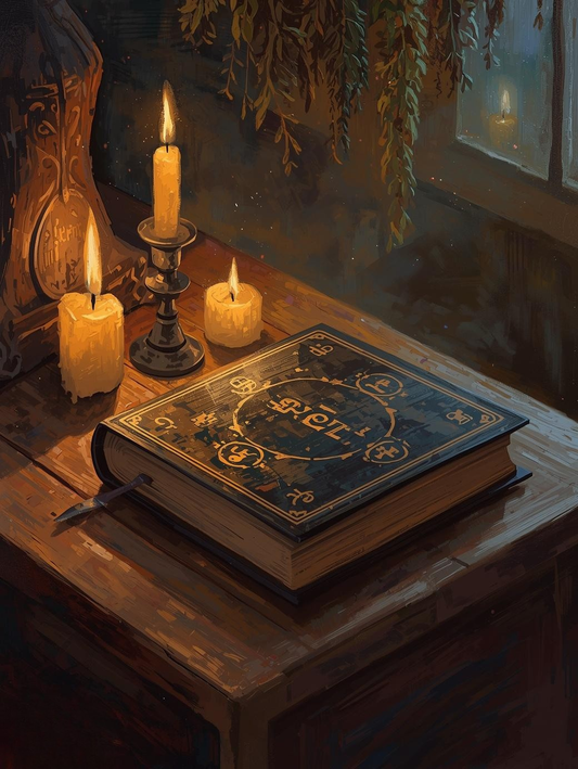 Paint by Number Ancient Spell Book with Candles – Magical Paint by Number Kit for Adults