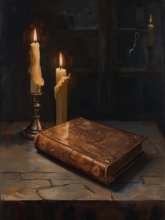 Paint by Number Enchanted Magic Book with Candles – Cozy Canvas Paint by Number Kit