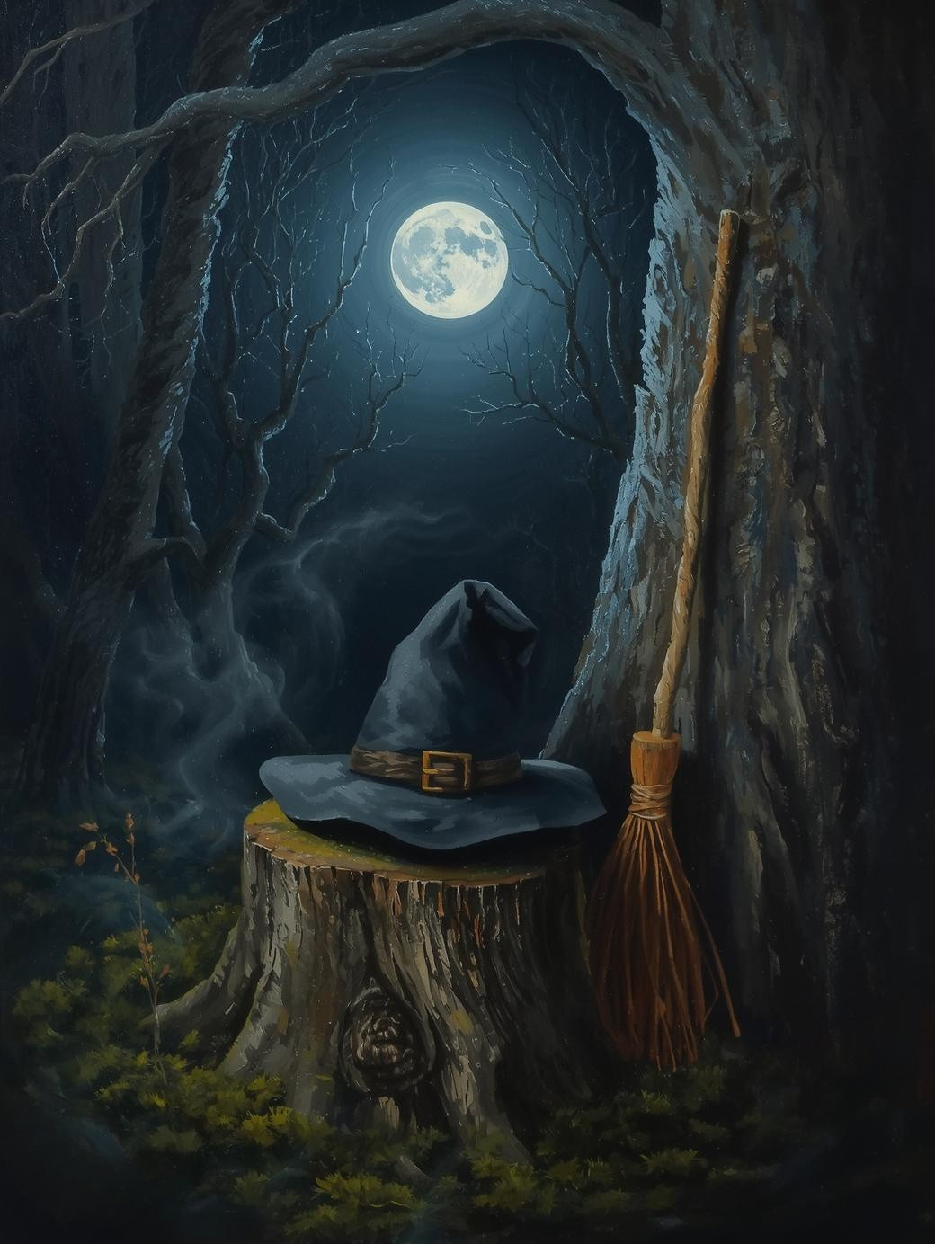 Paint by Number Magical Witch Hat with Moonlight – Cozy Paint by Number Kit for Adults