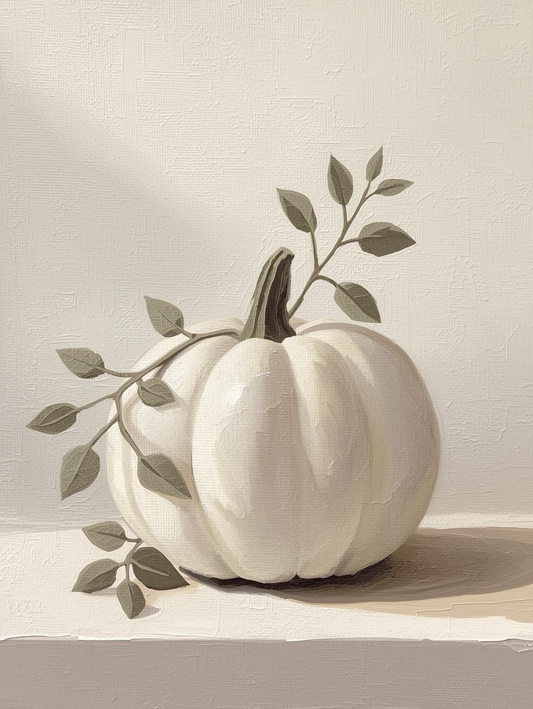 Paint by Number Still Life White Pumpkin with Greenery – Autumn Paint by Number Kit for Adults (Copy)
