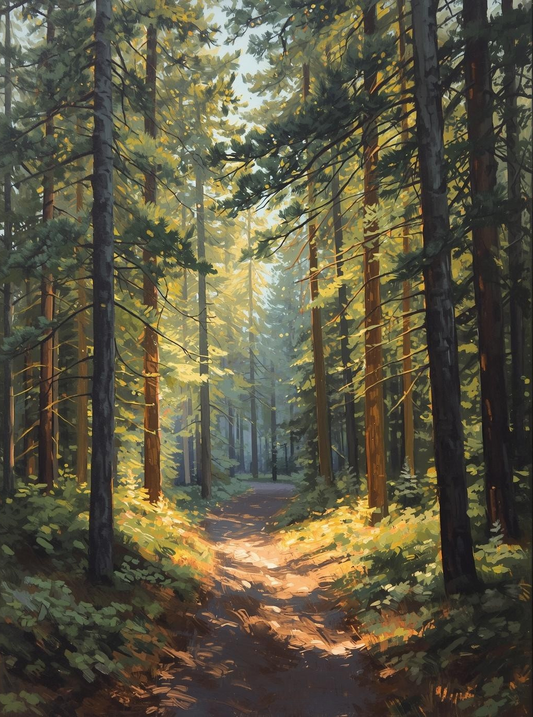 Paint by Number Evergreen Forest Scene – Canvas Paint by Number Kit