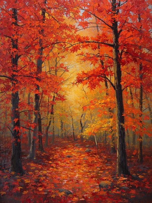 Paint by Number Autumn Leaves Forest Scene – DIY Paint by Number Kit for Adults