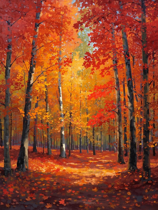 Paint by Number Warm Fall Woodland Path – Nature Paint by Number Kit for Adults