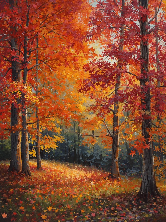 Paint by Number Rustic Autumn Forest – Canvas Paint by Number Kit
