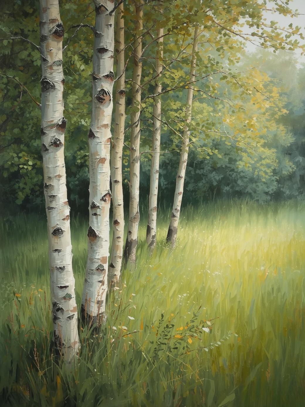 Paint by Number Birch Tree Woodland Scene – Canvas Paint by Number Kit