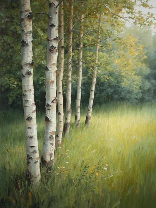 Paint by Number Birch Tree Woodland Scene – Canvas Paint by Number Kit