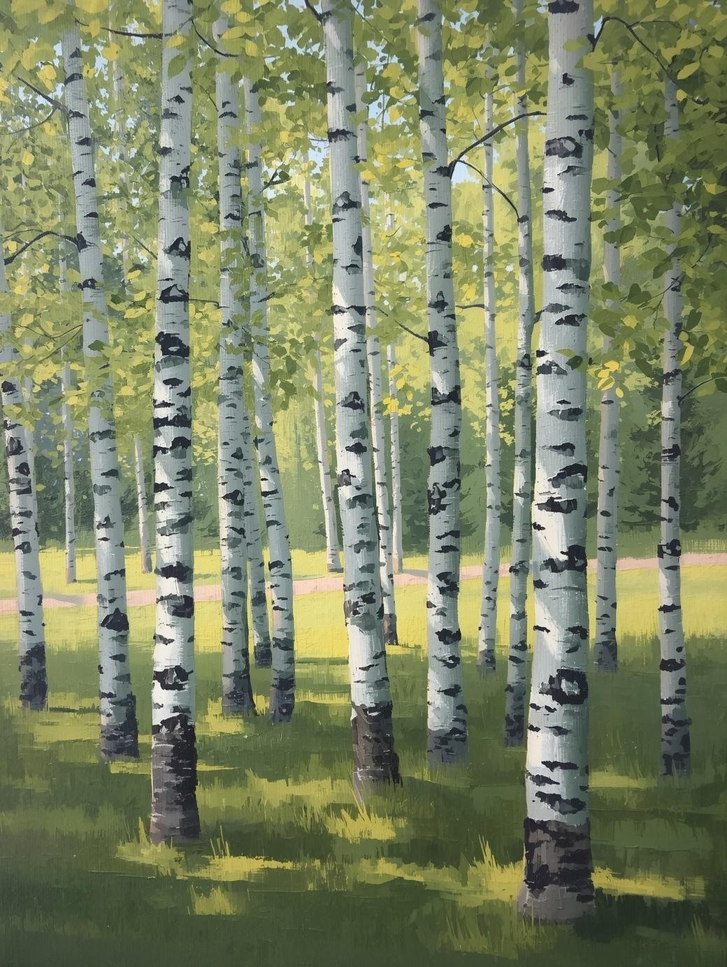 Paint by Number Birch Trees at Meadow Edge – Nature Paint by Number Kit for Adults