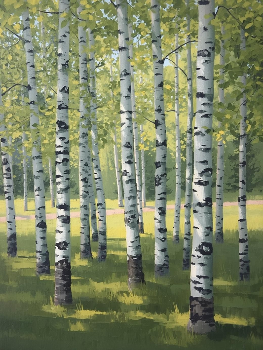 Paint by Number Birch Trees at Meadow Edge – Nature Paint by Number Kit for Adults