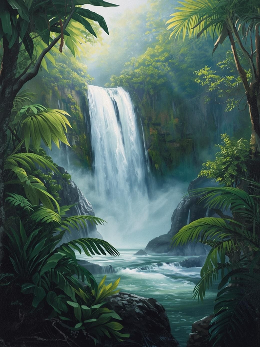 Paint by Number Rainforest Waterfall Glow – Nature Paint by Number Kit for Adults