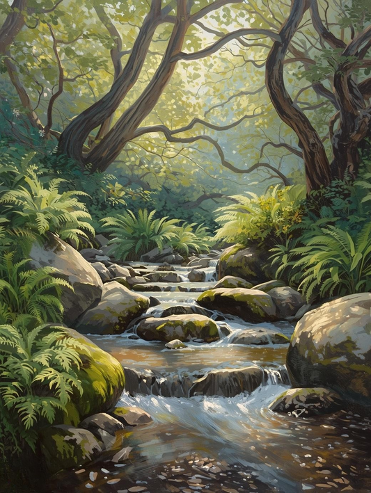 Paint by Number Gentle Woodland Creek – Canvas Paint by Number Kit