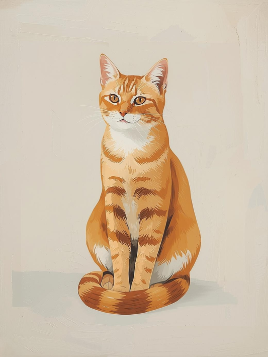 Paint by Number Orange Tabby Cat Sitting Calmly Easy for Beginners – Cozy Paint by Number Kit for Adults