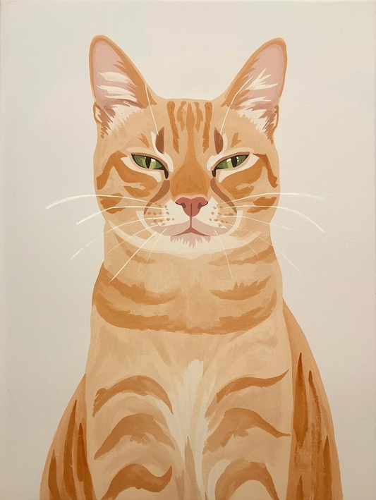 Paint by Number Sweet Orange Tabby Cat Minimal Portrait – Simple & Easy Beginner Paint by Number Kit