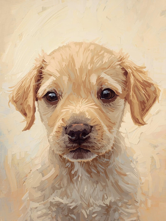 Paint by Number Beginner Friendly Puppy Close-Up Portrait – Easy DIY Canvas Paint Kit
