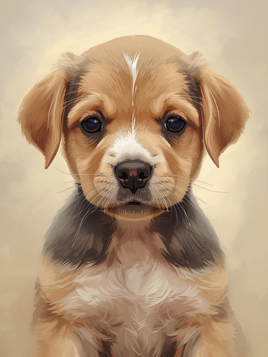 Paint by Number Cute Puppy Face Portrait Easy for Beginners – Cozy Paint by Number Kit for Adults