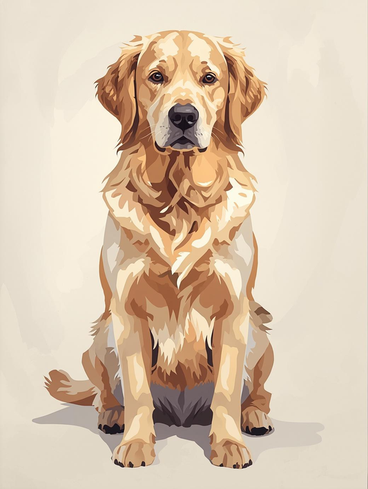 Paint by Number Sweet Golden Retriever with Gentle Expression – Simple & Easy Beginner Paint by Number Kit
