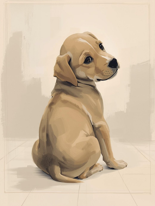 Paint by Number Curious Little Puppy Looking Back – Simple & Easy Beginner Paint by Number Kit