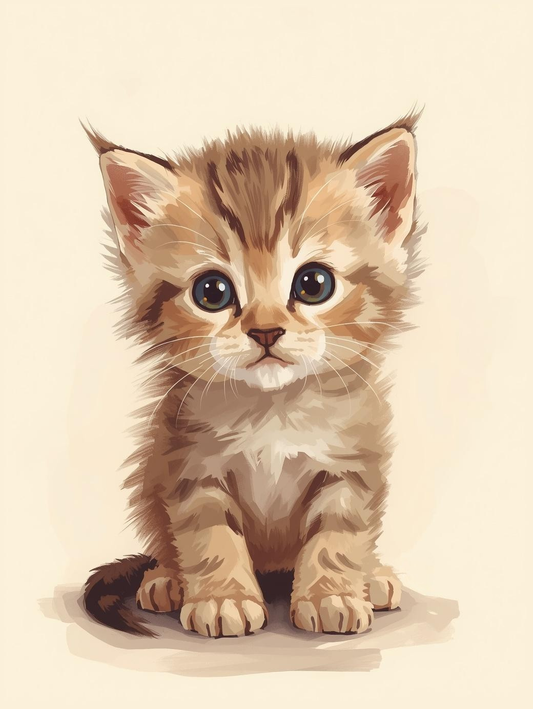 Paint by Number Sweet Little Curious Kitten – Simple & Easy Beginner Paint by Number Kit for Adults