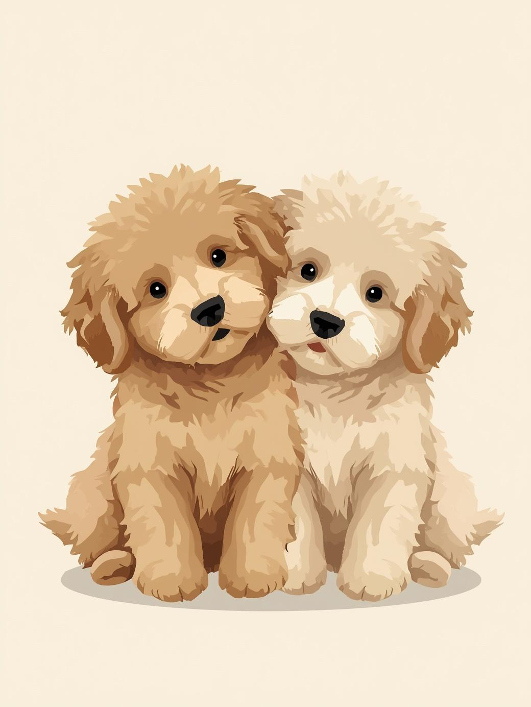 Paint by Number Beginner Friendly Two Puppies Sitting Together – Easy DIY Canvas Paint Kit for Adults