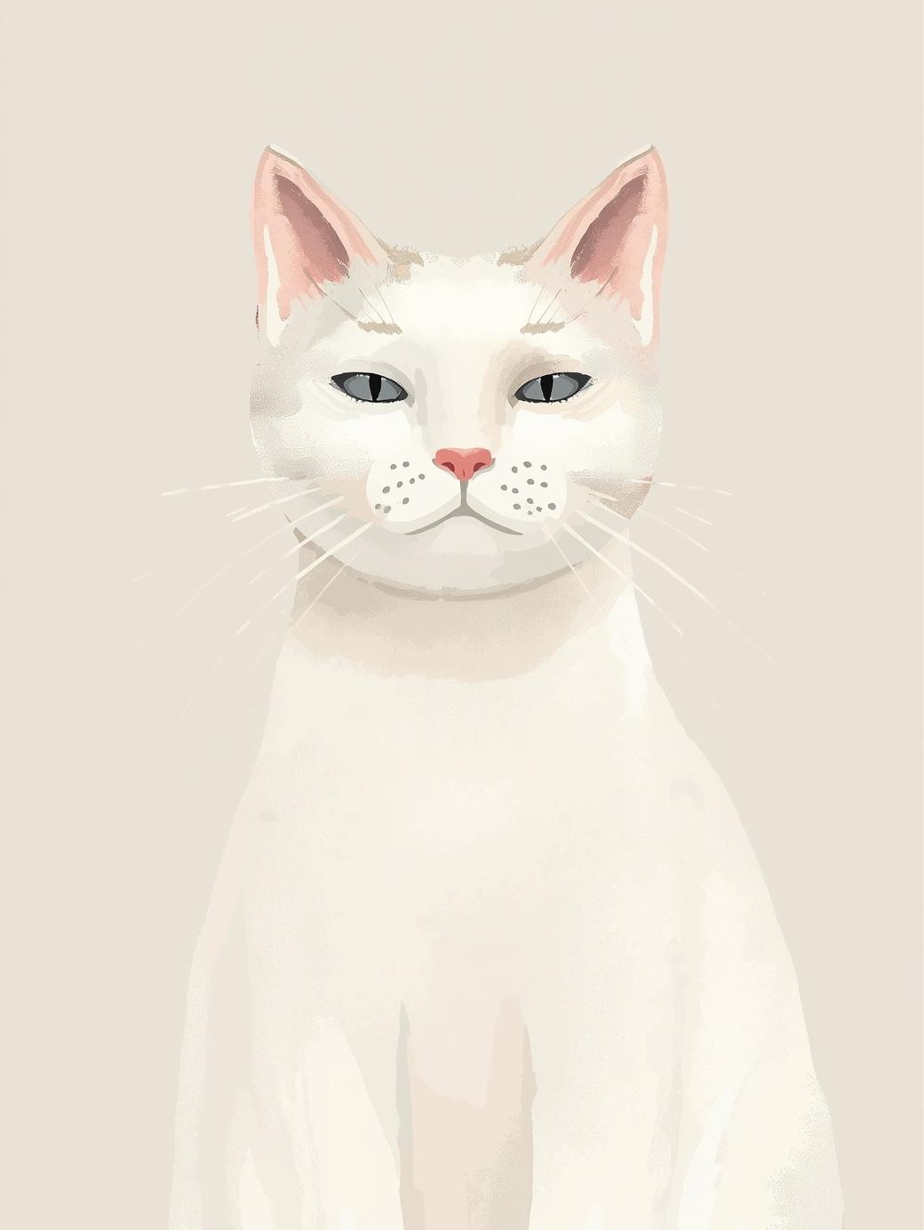 Paint by Number Graceful White Cat in Light Airy Setting - Beginner Friendly DIY Paint by Number Kit