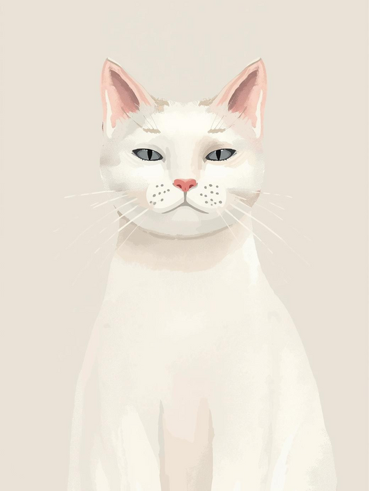 Paint by Number Graceful White Cat in Light Airy Setting - Beginner Friendly DIY Paint by Number Kit